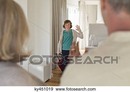 Boy saying goodbye to his grandparents View Large Photo Image Stock Photo - Boy saying goodbye to his grandparents. Fotosearch