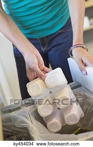 Mid section view of a woman throwing garbage into a dustbin View Large Photo Image Picture - Mid section view of a woman throwing garbage into a dustbin. Fotosearch