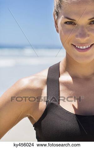 Picture - Portrait of a woman smiling. Fotosearch