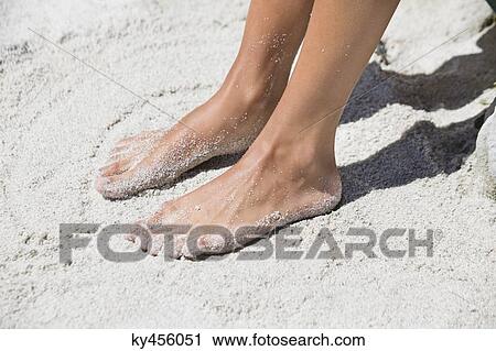 Woman's feet in sand on the beach View Large Photo Image Stock Image - Woman's feet in sand on the beach. Fotosearch