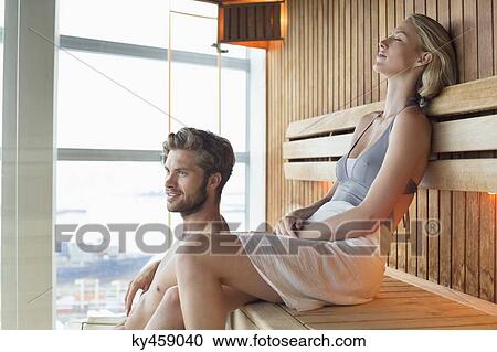 Couple in a sauna View Large Photo Image Stock Image - Couple in a sauna. Fotosearch