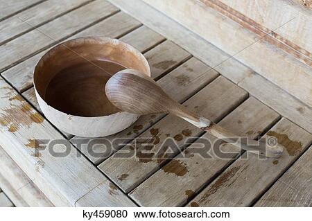 High angle view of a ladle and bowl in a sauna View Large Photo Image Stock Image - High angle view of a ladle and bowl in a sauna. Fotosearch