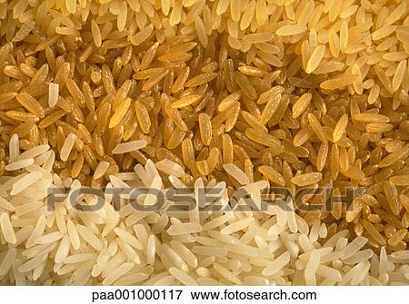 Stock Photo - cereal, cereals, rice, yellow, white, delicatessen, product. Fotosearch