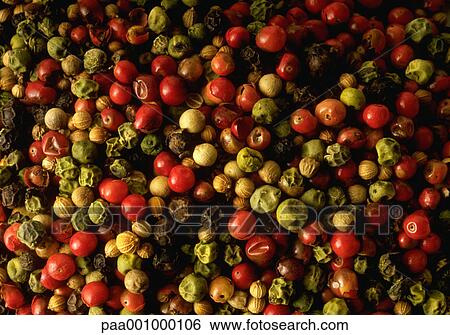 Stock Photograph - condiment, condiments, pepper, red, green, delicatessen, product. Fotosearch