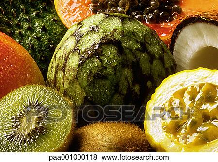Stock Photo - exotic, green, yellow, delicatessen, product, produce, foodstuff. Fotosearch
