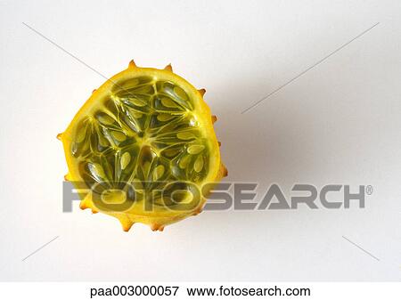 Kiwano fruit, cross section View Large Photo Image Stock Photo - Kiwano fruit, cross section. Fotosearch