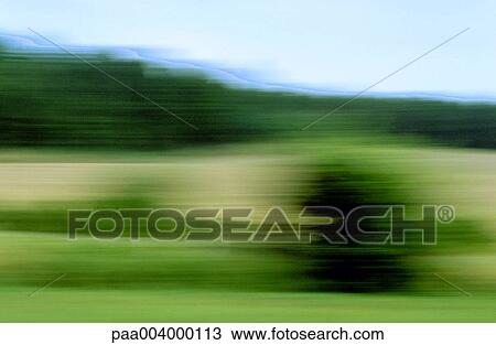 Stock Image - blurred, landscape, landscapes, nature, vegetation, woody, summer. Fotosearch