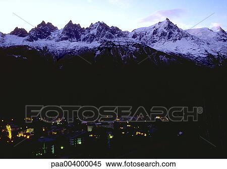 Stock Photography - mountain, mountains, landscape, landscapes, city, cities, snowy. Fotosearch