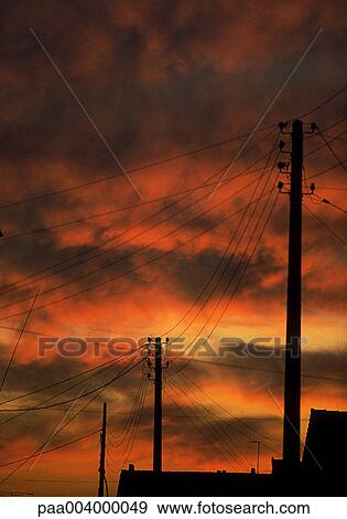 sunset, line, lines, power, landscape, landscapes, nature View Large Photo Image Stock Photo - sunset, line, lines, power, landscape, landscapes, nature. Fotosearch