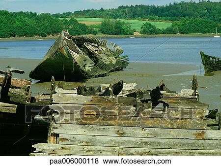 Stock Photo - Abandoned boat wreckage.. Fotosearch