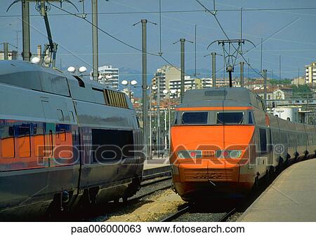 Modern trains in station View Large Photo Image Stock Image - Modern trains in station. Fotosearch