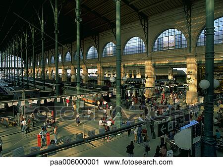 Paris, interior of train station. View Large Photo Image Stock Image - Paris, interior of train station.. Fotosearch