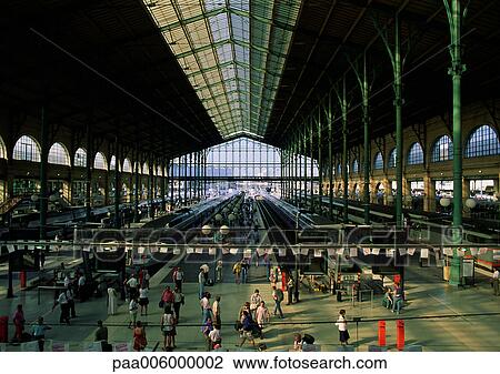 Paris, interior of train station. View Large Photo Image Stock Image - Paris, interior of train station.. Fotosearch