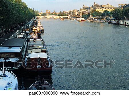 France, Paris, barges docked on River Seine View Large Photo Image Stock Image - France, Paris, barges docked on River Seine. Fotosearch
