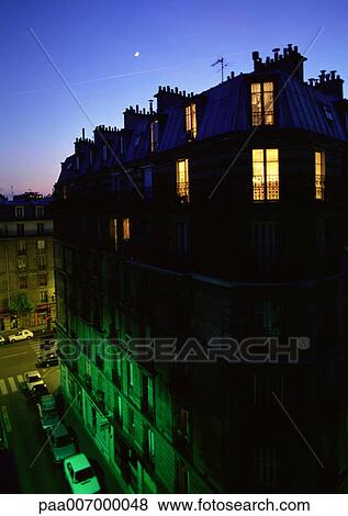 France, Paris, building at dusk View Large Photo Image Stock Photo - France, Paris, building at dusk. Fotosearch
