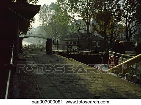 France, Paris, Canal St Martin View Large Photo Image Stock Image - France, Paris, Canal St Martin. Fotosearch
