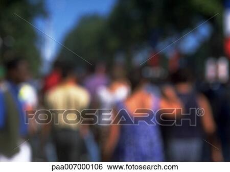 Stock Photograph - France, Paris, crowd, blurred. Fotosearch