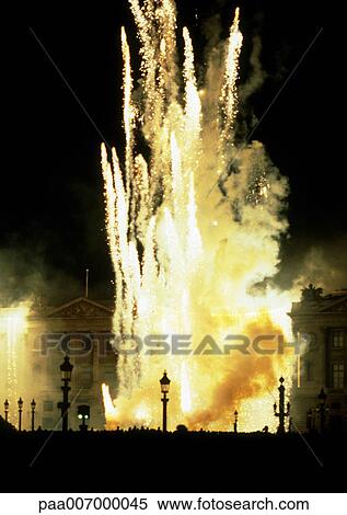 France, Paris, fireworks at night View Large Photo Image Stock Photography - France, Paris, fireworks at night. Fotosearch