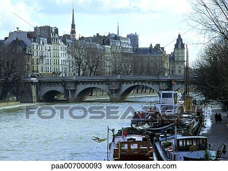 Stock Image - France, Paris, River Seine. Fotosearch