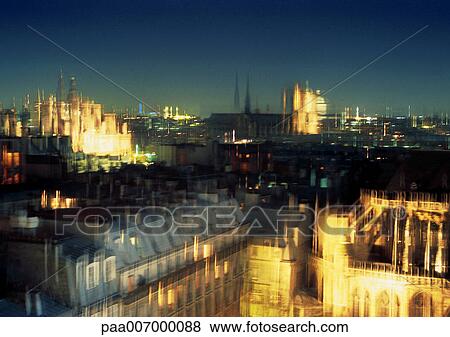 France, Paris, rooftops at night, blurred View Large Photo Image Stock Photo - France, Paris, rooftops at night, blurred. Fotosearch