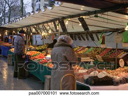 Stock Image - France, Paris, street market. Fotosearch