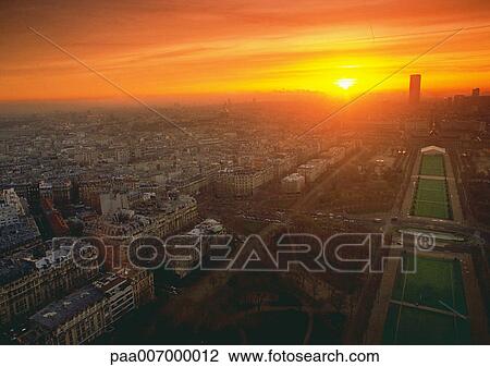 France, Paris, sunrise, aerial view View Large Photo Image Stock Image - France, Paris, sunrise, aerial view. Fotosearch