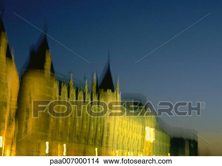 France, Paris, the Conciergerie at night, blurred View Large Photo Image Picture - France, Paris, the Conciergerie at night, blurred. Fotosearch