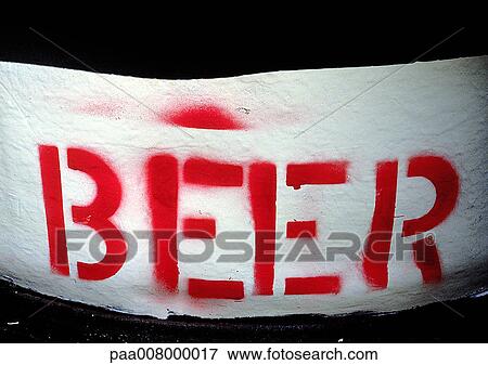 Beer stencil in red on white surface. View Large Photo Image Stock Photo - Beer stencil in red on white surface.. Fotosearch