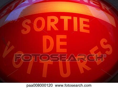 Cars exiting sign in French View Large Photo Image Stock Image - Cars exiting sign in French. Fotosearch