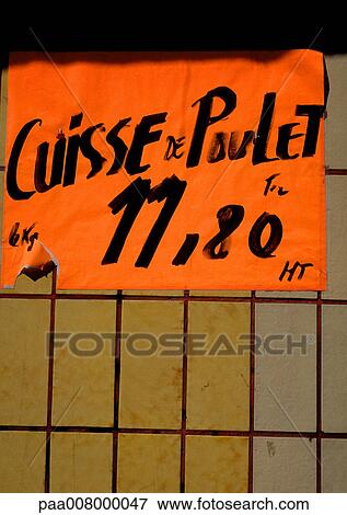 Chicken thighs sign in French View Large Photo Image Stock Photo - Chicken thighs sign in French. Fotosearch