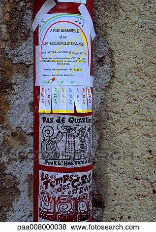 Flyers taped to pole. View Large Photo Image Stock Photo - Flyers taped to pole.. Fotosearch