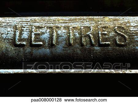 Letters typography embossed in French on dirty surface View Large Photo Image Stock Photo - Letters typography embossed in French on dirty surface. Fotosearch