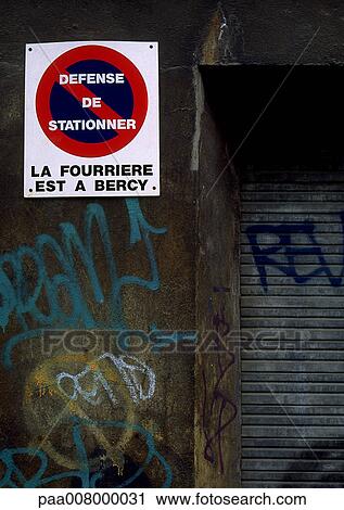 No parking sign in French View Large Photo Image Stock Image - No parking sign in French. Fotosearch