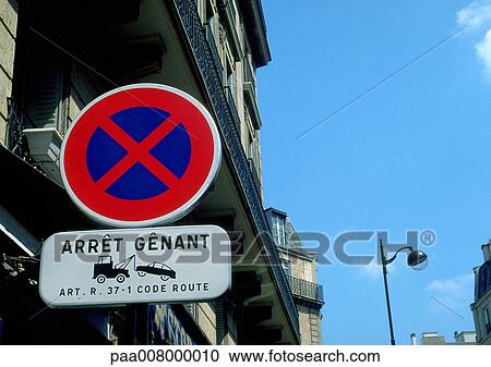 No Parking street sign in French View Large Photo Image Stock Image - No Parking street sign in French. Fotosearch
