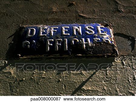 No posters sign in French View Large Photo Image Stock Photo - No posters sign in French. Fotosearch