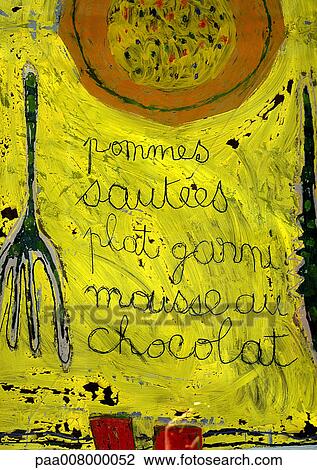 Stock Image - Painterly image of food and description.. Fotosearch