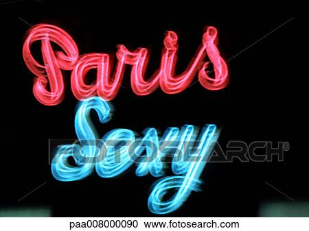 Paris Sexy neon signs, blurry. View Large Photo Image Stock Image - Paris Sexy neon signs, blurry.. Fotosearch