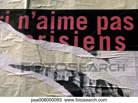 Ripped poster in French View Large Photo Image Stock Image - Ripped poster in French. Fotosearch