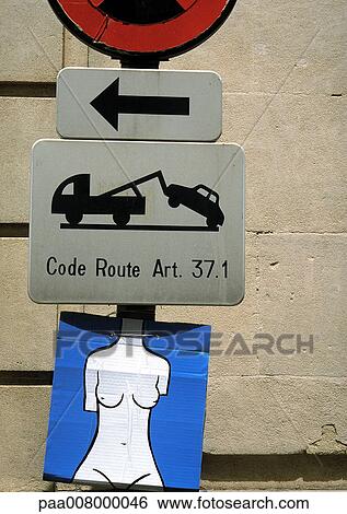 Road signs with street art. View Large Photo Image Stock Photograph - Road signs with street art.. Fotosearch