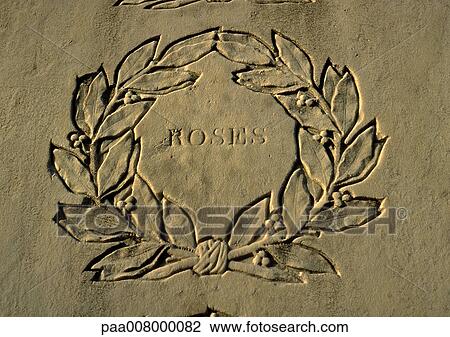 Roses typography engraved in stone surrounded by engraved wreath. View Large Photo Image Stock Image - Roses typography engraved in stone surrounded by engraved wreath.. Fotosearch