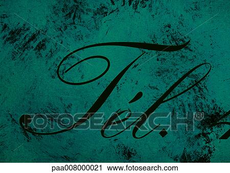 Tel. typography in cursive on green background. View Large Photo Image Stock Image - Tel. typography in cursive on green background.. Fotosearch
