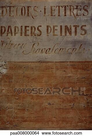 Wallpaper typography in French on wall. View Large Photo Image Picture - Wallpaper typography in French on wall.. Fotosearch
