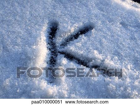 K, text, in snow. View Large Photo Image Stock Image - K, text, in snow.. Fotosearch