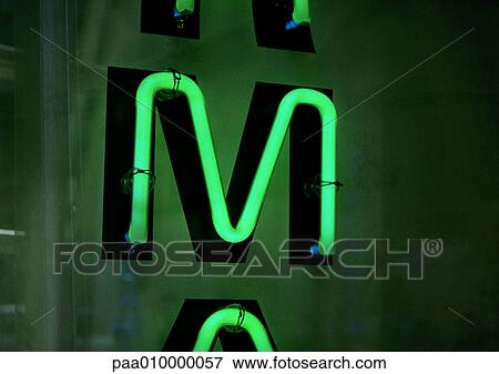 M, text, neon. View Large Photo Image Stock Photo - M, text, neon.. Fotosearch