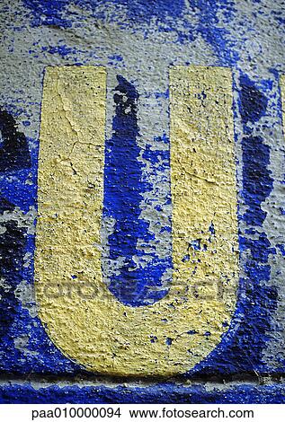 U, text, painted. View Large Photo Image Picture - U, text, painted.. Fotosearch