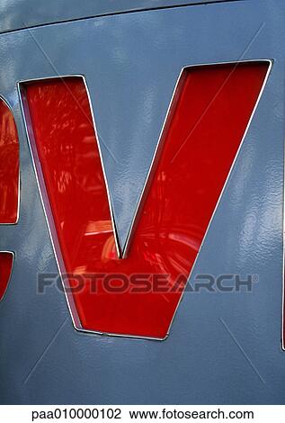 Stock Image - V, text, cut out. Fotosearch