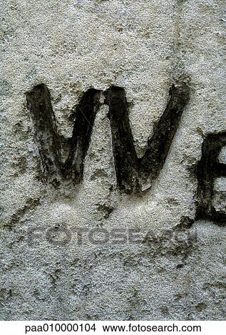 W, text, carved. View Large Photo Image Picture - W, text, carved.. Fotosearch