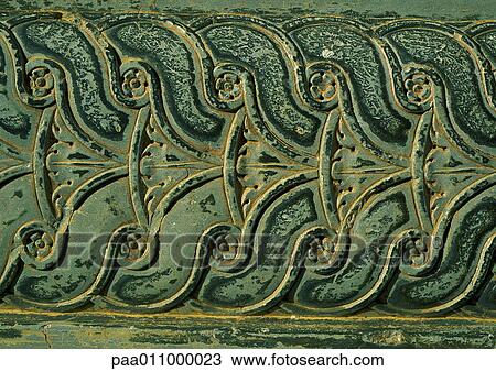 Stone carving with floral motif, close-up View Large Photo Image Stock Image - Stone carving with floral motif, close-up. Fotosearch