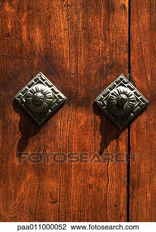 Wood with metal studs, close-up View Large Photo Image Stock Image - Wood with metal studs, close-up. Fotosearch