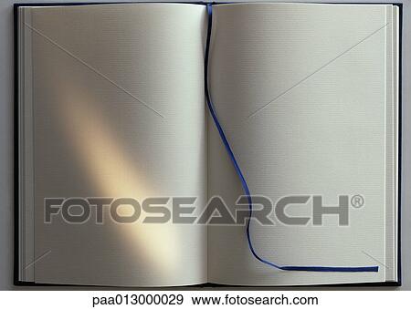 Open book with blank pages, blue ribbon marker. View Large Photo Image Stock Photo - Open book with blank pages, blue ribbon marker.. Fotosearch